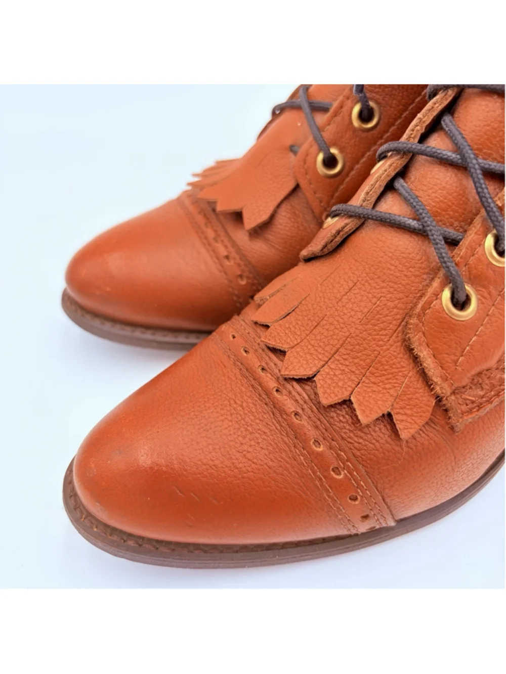 Vintage Capezio L498 Leather Lace Up Kiltie Ankle Boots Brown Women’s US 8M